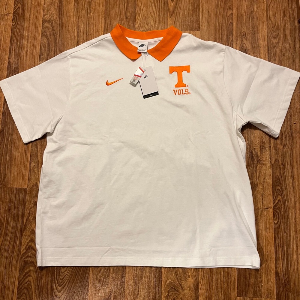 Nike Tennessee‎ Volunteers Polo Shirt Men XL White Orange Collar New